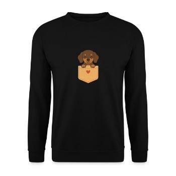 Dackeltasche - Unisex Pullover - Schwarz - Vorne - Alina (178cm) & Michal (187cm)