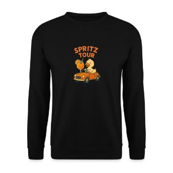 Spritz Tour mit Ente – Lustiges Sommer-Shirt für A - Unisex Pullover - Schwarz - Vorne - Alina (178cm) & Michal (187cm)