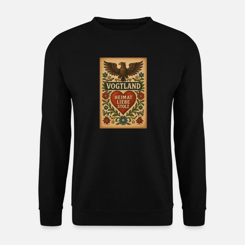 Vogtland Heimat Herz Adler - Unisex Pullover - Schwarz