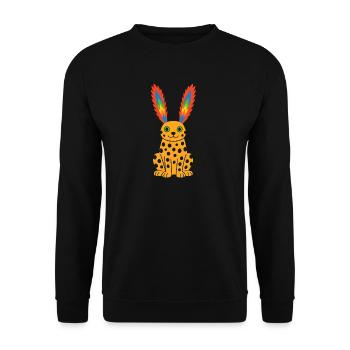 Guépard exotique fantastique avec oreilles en plumes arc-en-ciel - Sweat-shirt Unisexe - noir - Devant - Alina (178cm) & Michal (187cm)