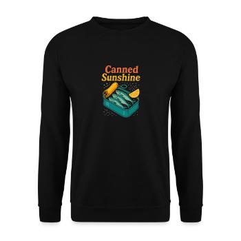 Soleil en conserve – Thé Pop-Art à la sardine - Sweat-shirt Unisexe - noir - Devant - Alina (178cm) & Michal (187cm)
