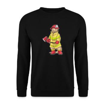 Otter Feuerwehrmann Axt Feuerwehr - Unisex Pullover - Schwarz - Vorne - Alina (178cm) & Michal (187cm)