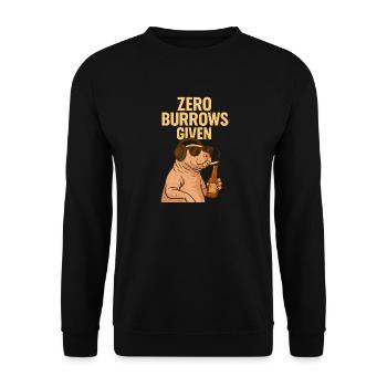 Rebellischer Nacktmull – Zero F*cks Given - Unisex Pullover - Schwarz - Vorne - Alina (178cm) & Michal (187cm)
