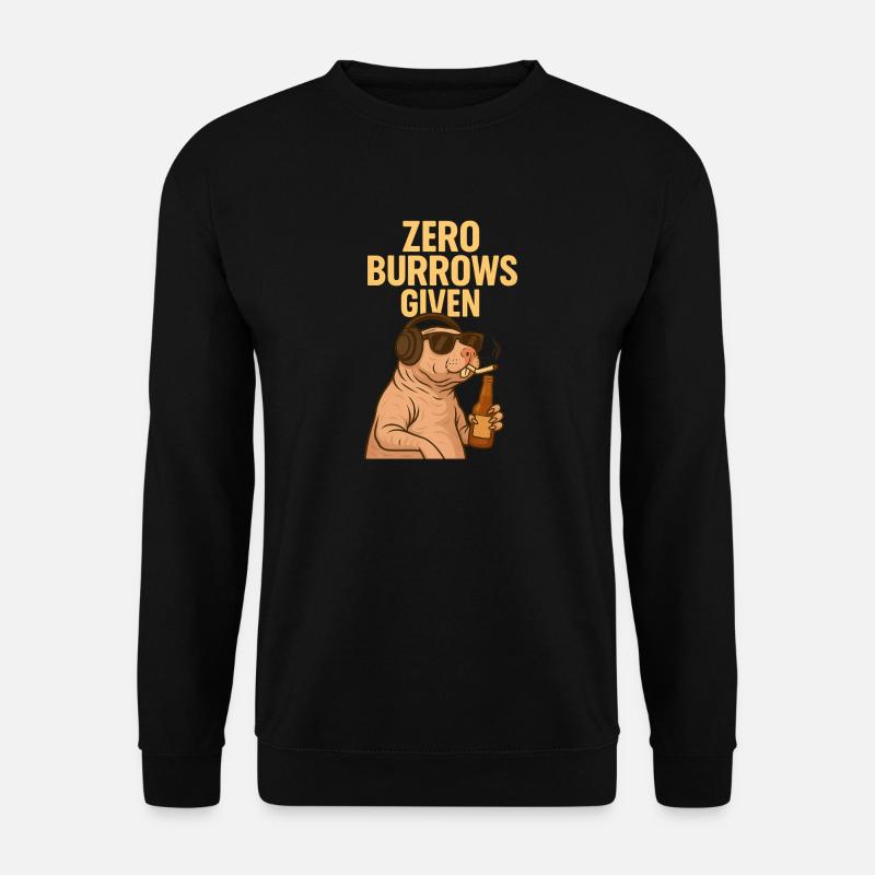 Rebellischer Nacktmull – Zero F*cks Given - Unisex Pullover - Schwarz