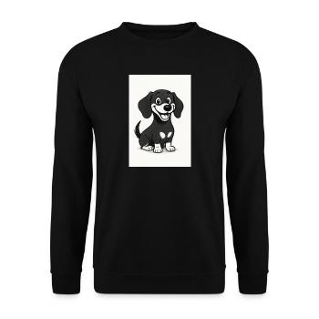 Glücklicher Dackel schwarz-weiß - Unisex Pullover - Schwarz - Vorne - Alina (178cm) & Michal (187cm)