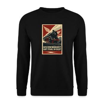 Eisenbahn Geschwindigkeit hat Stahl im Blut - Unisex Pullover - Schwarz - Vorne - Alina (178cm) & Michal (187cm)