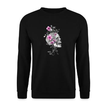 Skull with flowers in pink - Unisex Sweatshirt - black - Front - Alina (178cm) & Michal (187cm)