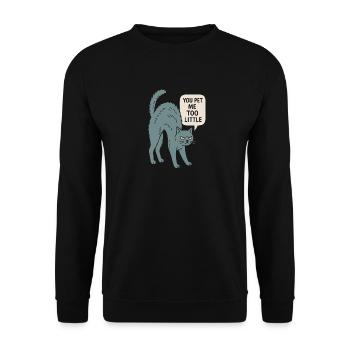 Humorvolle Katzenskizze mit frechem Zitat - Unisex Pullover - Schwarz - Vorne - Alina (178cm) & Michal (187cm)