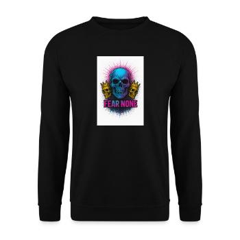 Kühner Schädel mit Kronen Tintendesign - Unisex Pullover - Schwarz - Vorne - Alina (178cm) & Michal (187cm)