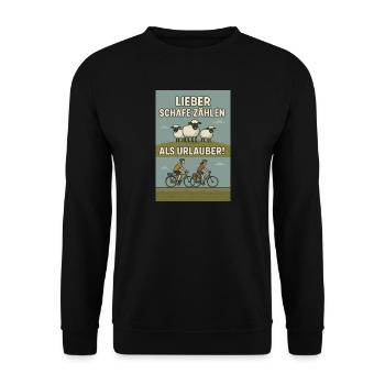 Lieber Schafe zählen als Urlauber - Unisex Pullover - Schwarz - Vorne - Alina (178cm) & Michal (187cm)