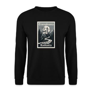 Affiche rétro souvenir vintage de Transylvanie - Sweat-shirt Unisexe - noir - Devant - Alina (178cm) & Michal (187cm)