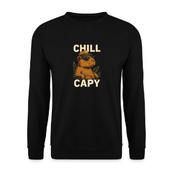 Chill Capybara Style - Unisex Sweatshirt - black - Front - Alina (178cm) & Michal (187cm)