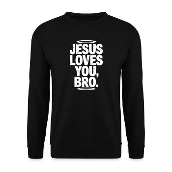 Jesus liebt dich, Bruder - Unisex Pullover - Schwarz - Vorne - Alina (178cm) & Michal (187cm)