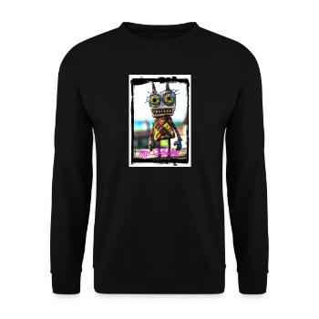 Colorful rag doll with a curious face - Unisex Sweatshirt - black - Front - Alina (178cm) & Michal (187cm)