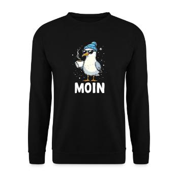 Moin Seagull Coffee Küste Norddeutschland - Unisex Pullover - Schwarz - Vorne - Alina (178cm) & Michal (187cm)