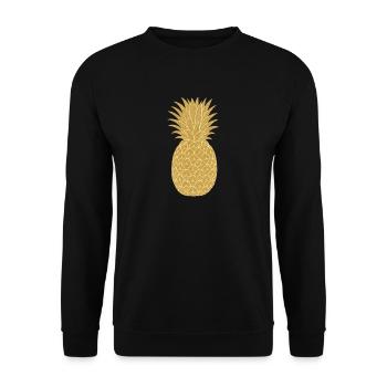 Goldene Ananas | Vergoldete Ananas-Eleganz - Unisex Pullover - Schwarz - Vorne - Alina (178cm) & Michal (187cm)