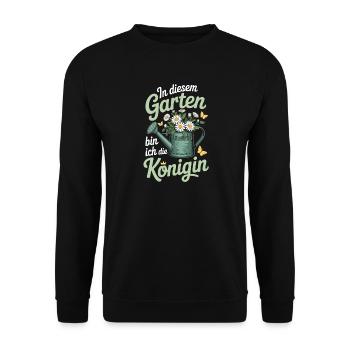 Reine dans le jardin - Maman jardinière - Sweat-shirt Unisexe - noir - Devant - Alina (178cm) & Michal (187cm)