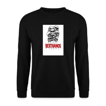 Motif tête de mort avec lettrage Berthanos - Sweat-shirt Unisexe - noir - Devant - Alina (178cm) & Michal (187cm)