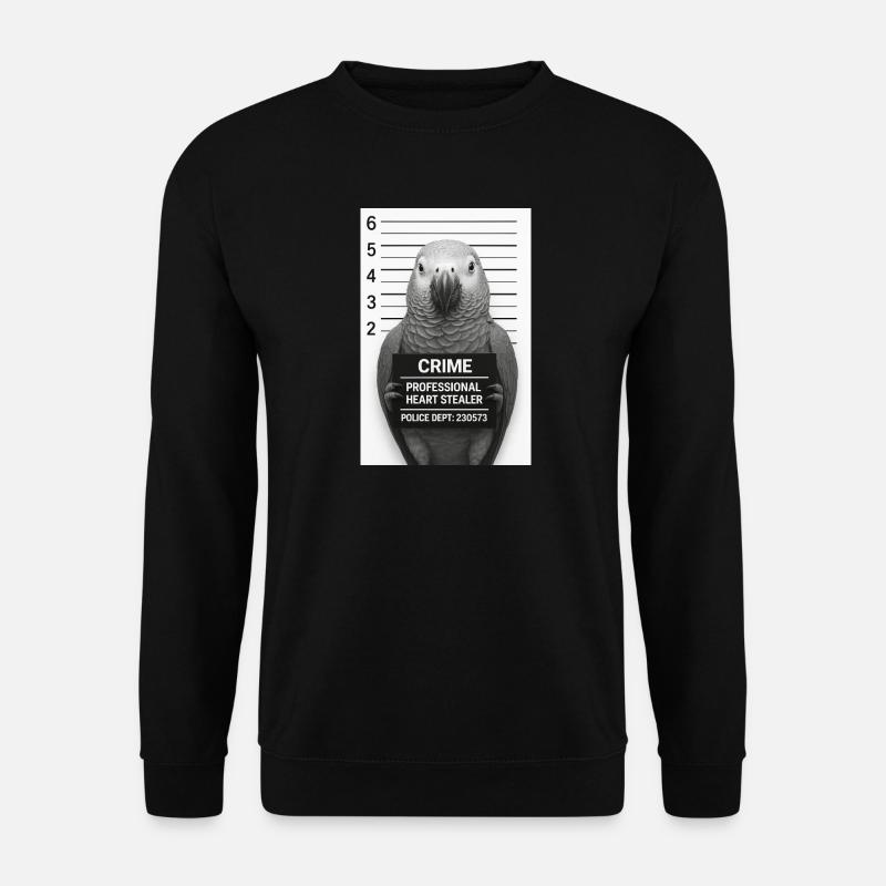 Papagei im Verhör – Herz-Dieb - Unisex Pullover - Schwarz