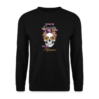 I'm crazy about the plants - Unisex Sweatshirt - black - Front - Alina (178cm) & Michal (187cm)