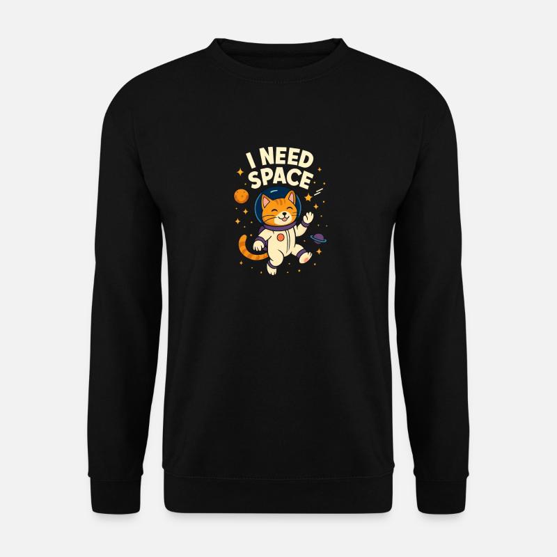 Cute Space Astronaut Cat - Unisex Sweatshirt - black