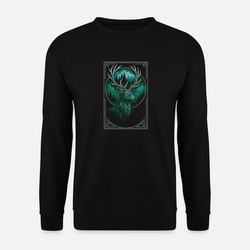 Mystic Forest Deer Illustration - Unisex Sweatshirt - black
