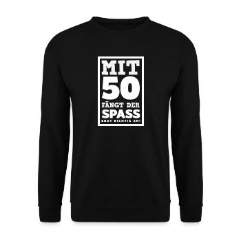Lustiges 50. Geburtstag Geburtstagsshirt Geschenk - Unisex Pullover - Schwarz - Vorne - Alina (178cm) & Michal (187cm)