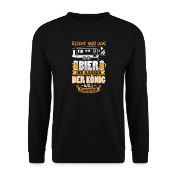 Camper Camping Wohnwagen Spruch - Unisex Pullover - Schwarz - Vorne - Alina (178cm) & Michal (187cm)