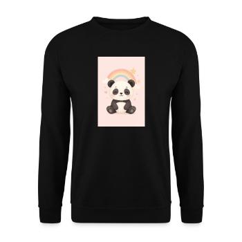 Cute Panda with Rainbow and Stars - Unisex Sweatshirt - black - Front - Alina (178cm) & Michal (187cm)