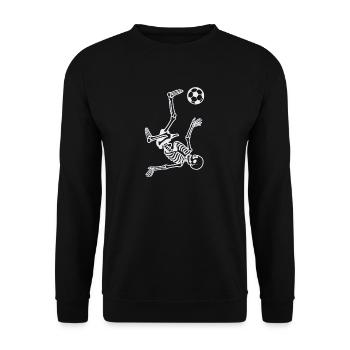 Skeleton with soccer ball makes overhead kick - Unisex Sweatshirt - black - Front - Alina (178cm) & Michal (187cm)