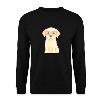 Chien joueur avec des lunettes en forme de cœur - Sweat-shirt Unisexe - noir - Devant - Alina (178cm) & Michal (187cm)