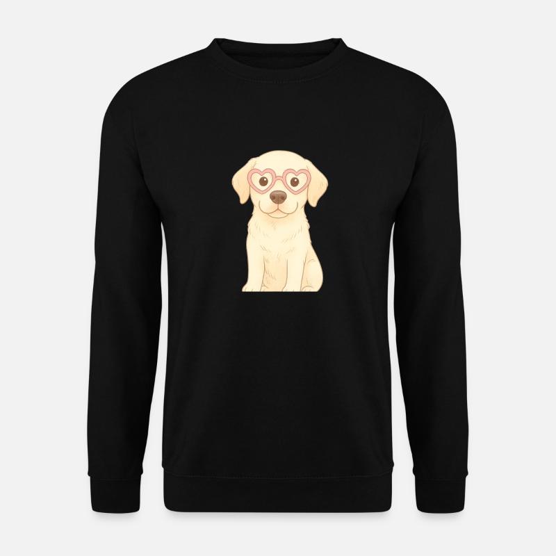 Verspielter Hund mit Herzbrille - Unisex Pullover - Schwarz