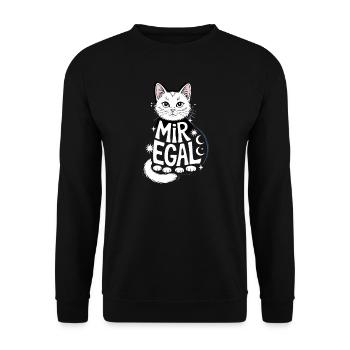 Mir Egal Katze Mond Sterne Humorvoller Stil - Unisex Pullover - Schwarz - Vorne - Alina (178cm) & Michal (187cm)