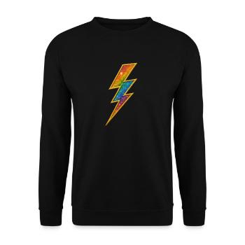 Regenbogen Blitz mit Goldrahmen - Unisex Pullover - Schwarz - Vorne - Alina (178cm) & Michal (187cm)