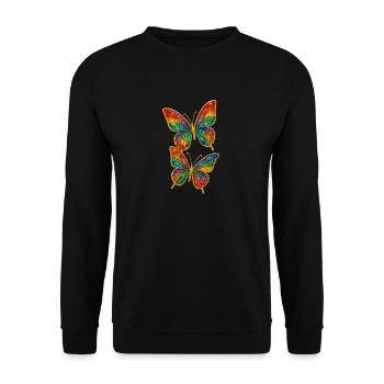 Motif d’ailes scintillantes arc-en-ciel - Sweat-shirt Unisexe - noir - Devant - Alina (178cm) & Michal (187cm)