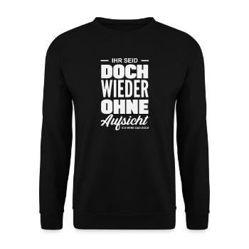 Again without supervision – sarcasm - Unisex Sweatshirt - black - Front - Alina (178cm) & Michal (187cm)