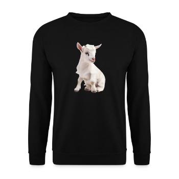 White baby goat portrait - Unisex Sweatshirt - black - Front - Alina (178cm) & Michal (187cm)