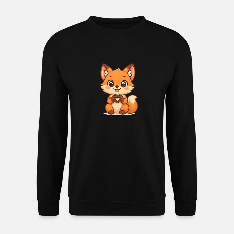 Cuddly fox with heart shape - Unisex Sweatshirt - black
