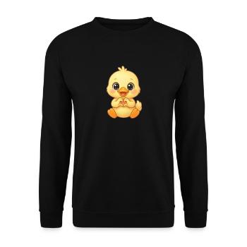 Chick Heart Motif - Unisex Sweatshirt - black - Front - Alina (178cm) & Michal (187cm)