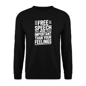 Meinungsfreiheit wichtiger als Gefühle - Unisex Pullover - Schwarz - Vorne - Alina (178cm) & Michal (187cm)