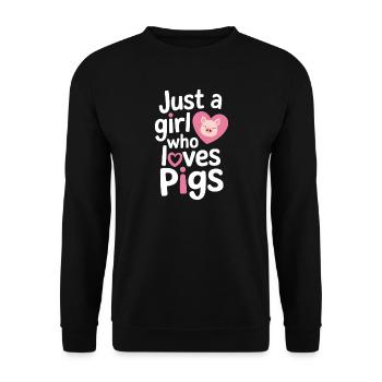 Nur ein Mädchen, das Schweine liebt - Unisex Pullover - Schwarz - Vorne - Alina (178cm) & Michal (187cm)