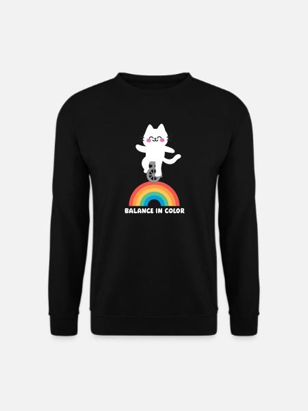 Cat Balances Rainbow - Unisex Sweatshirt - black