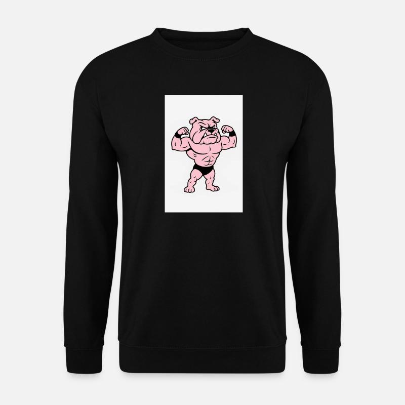 Pink Muskelbulldog Pose - Unisex Pullover - Schwarz