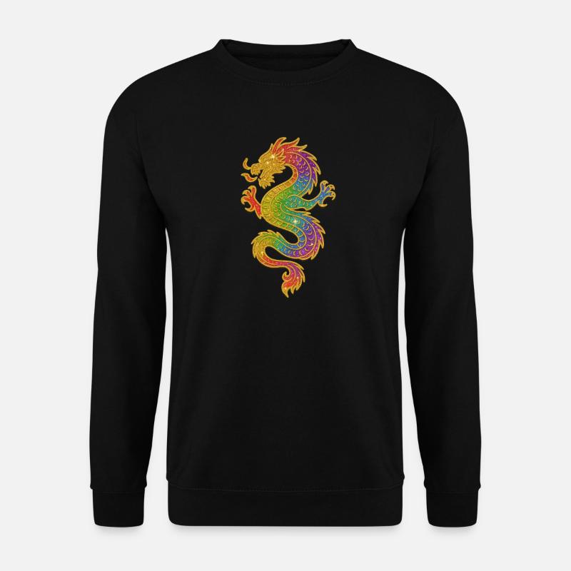 Goldener Regenbogen Drache - Unisex Pullover - Schwarz
