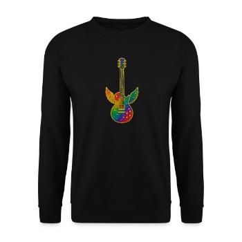 Guitare Galaxy avec ailes d’ange - Sweat-shirt Unisexe - noir - Devant - Alina (178cm) & Michal (187cm)
