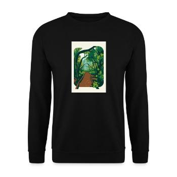Verwunschener_Waldweg_im_Nebel - Unisex Sweatshirt - black - Front - Alina (178cm) & Michal (187cm)