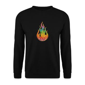 Fire | Rainbow Flame Glitter Splendor - Unisex Sweatshirt - black - Front - Alina (178cm) & Michal (187cm)