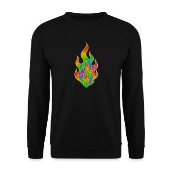 Regenbogenfeuer Glitzerflamme - Unisex Pullover - Schwarz - Vorne - Alina (178cm) & Michal (187cm)