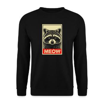 Funny Raccoon Vintage Disguise Cat - Unisex Pullover - Schwarz - Vorne - Alina (178cm) & Michal (187cm)