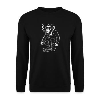 Dapper Monkey on Skateboard - Unisex Sweatshirt - black - Front - Alina (178cm) & Michal (187cm)